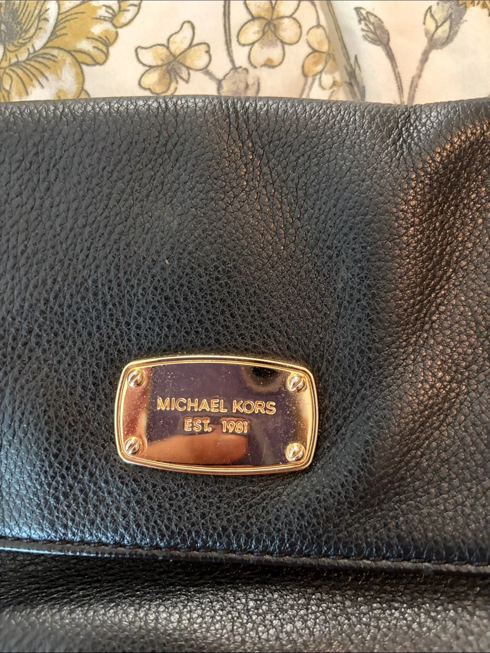 Michael Kors Black Leather Shoulder Bag with Gold Chain Strap